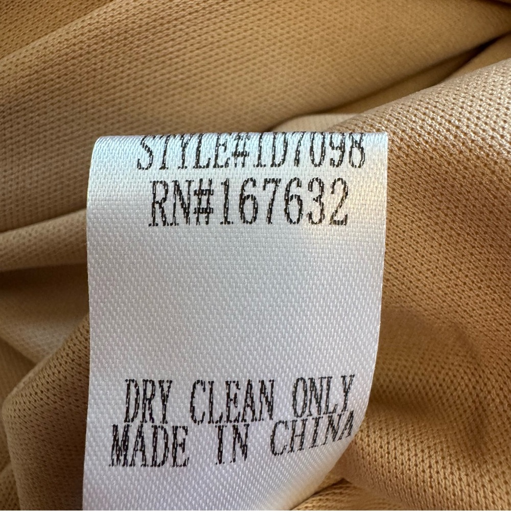 NWT Klesis Open Back Pearl‎ Midi Dress Puffed Sleeve Textured Tan Neutral Small - Picture 12 of 12